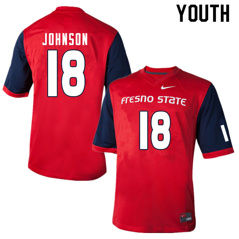 Youth #18 Isaiah Johnson Fresno State Bulldogs College Football Jerseys Sale-Red